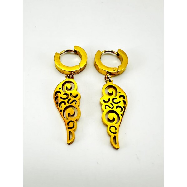 Gold Melek Kanat Detaylı Küpe